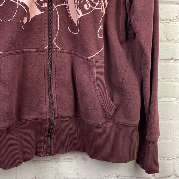 Nike Maroon Full Zip Sweatshirt w/ Pink Abstract design.  Women's XXL - Picture 3 of 7